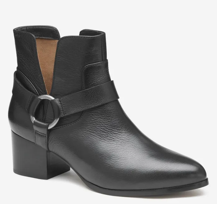 Women Trista Harness Bootie Black Calfskin JohnstonandMurphy Boots and Booties