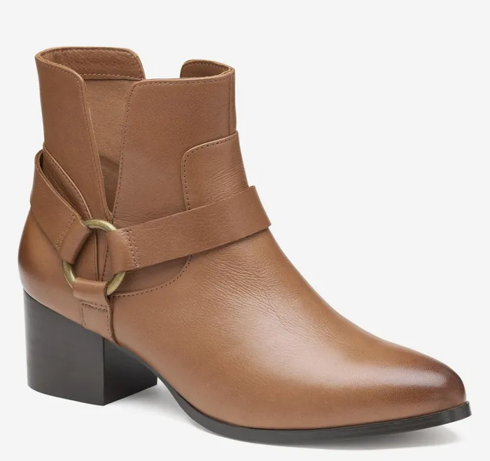 Women Trista Harness Bootie Cognac Calfskin JohnstonandMurphy Boots and Booties