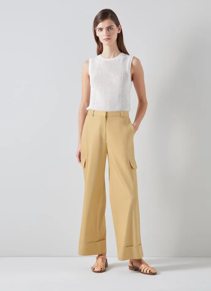 Women Trousers LKBennett Riviera Stone Blend Trousers With TENCEL Lyocell Stone