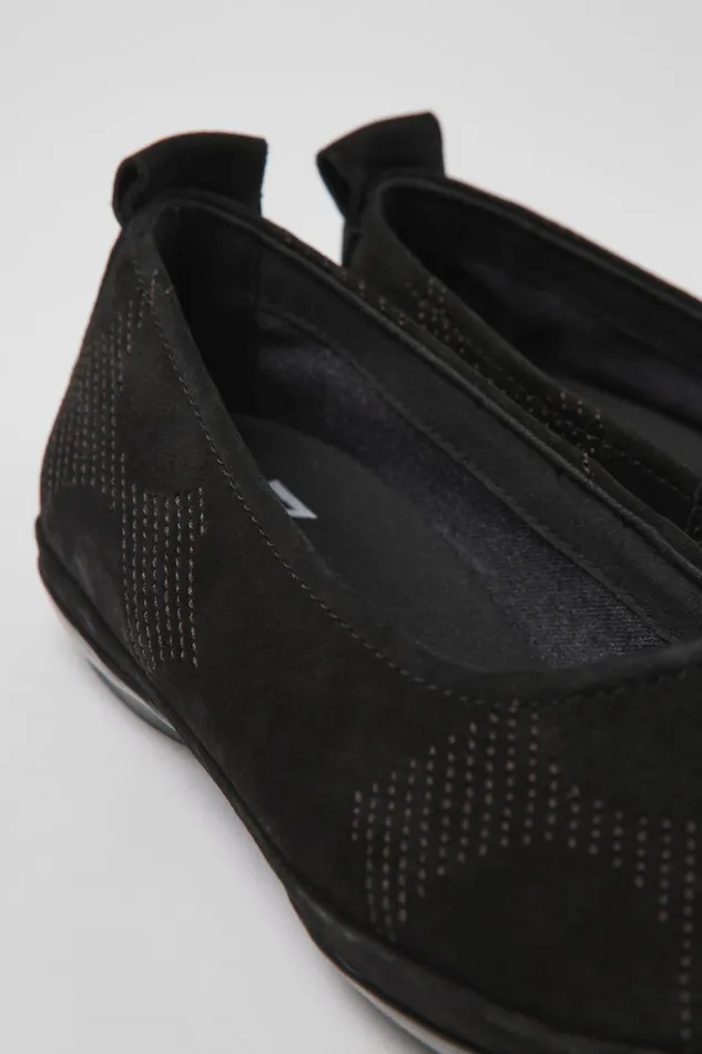 Women Twins Black Nubuck Ballerinas Camper Ballerinas