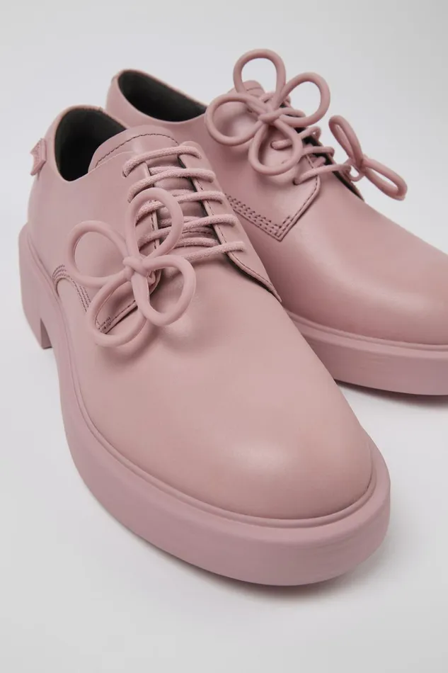 Women Twins Pink Leather Shoes Camper Formal Shoes