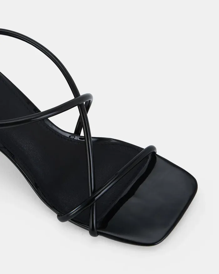 Women USSANA BLACK Open Toe Heels Peep Toes NOVO Shoes