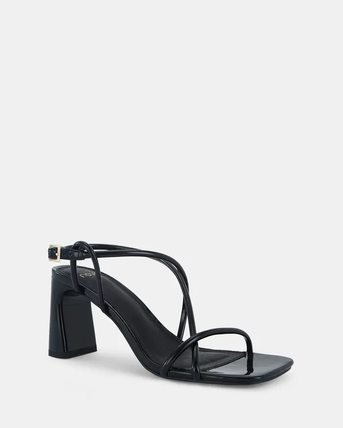 Women USSANA BLACK Open Toe Heels Peep Toes NOVO Shoes