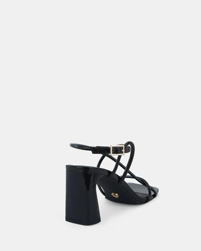 Women USSANA BLACK Open Toe Heels Peep Toes NOVO Shoes
