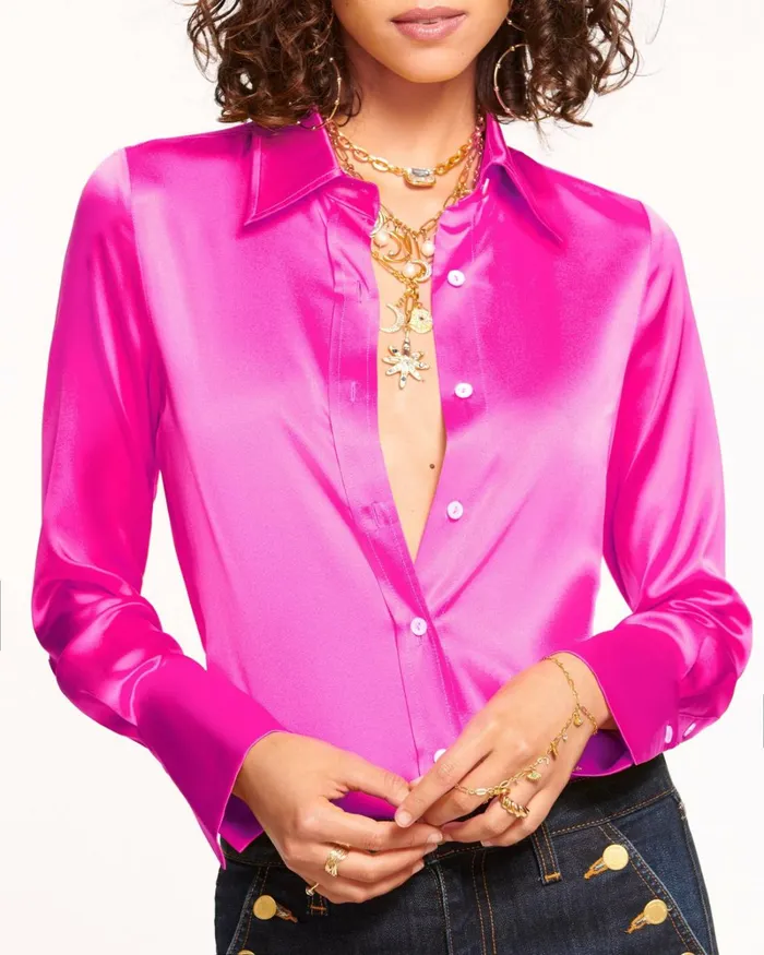Women Victoria Button Down Blouse Marigold Ramy Brook Tops