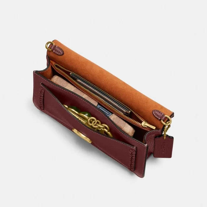 Women Wristlets Coach Tabby Chain Clutch With Braid Brasswine Women Wristlets Coach Tabby Chain Clutch With Braid Brasswine
