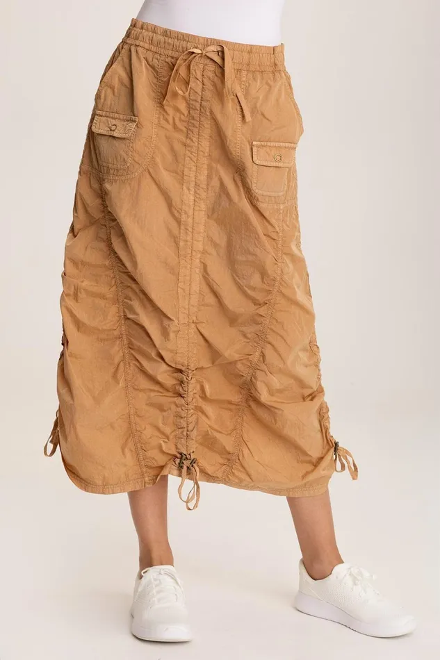 XCVI Zeno Ruched Sporty Cargo Midi Skirt Women Skirts