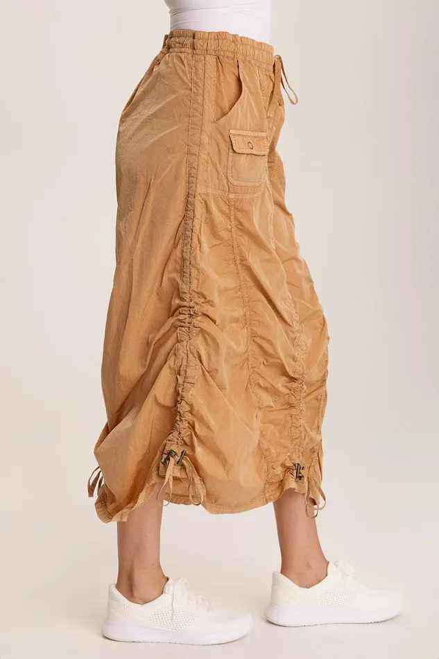 XCVI Zeno Ruched Sporty Cargo Midi Skirt Women Skirts