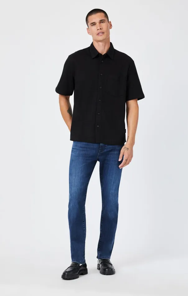 Zach Straight Leg In Dark Tonal Brushed Supermove Men Mavi Jeans Denim
