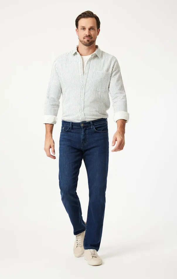Zach Straight Leg In Deep Brushed Supermove Men Mavi Jeans Denim