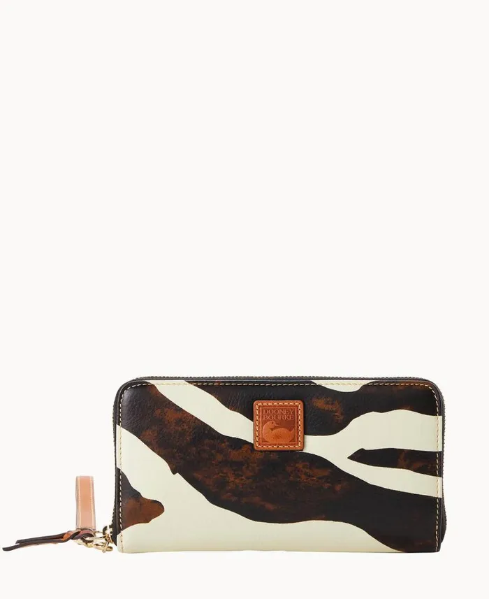 Zebra Leather Large Zip Around Wristlet Zebra ManWoman Dooney and Bourke Wallets Zebra Leather Large Zip Around Wristlet Zebra ManWoman Dooney and Bourke Wallets
